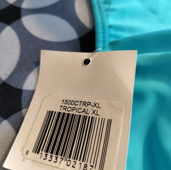 Maternity Swimwear, Adjustable Strap and Drawstring Waist Turquoise Color. - Picture 3 of 6